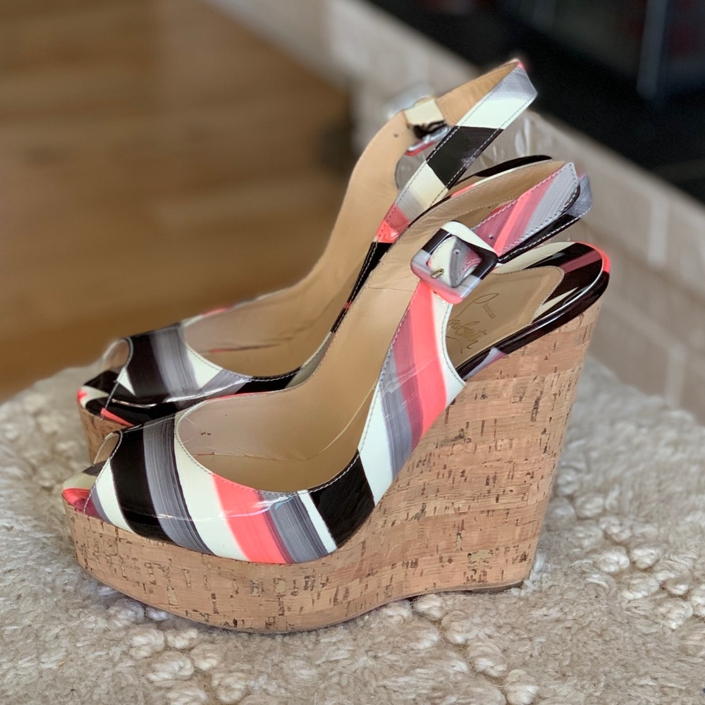 Christian Louboutin wedge sling strap sandals